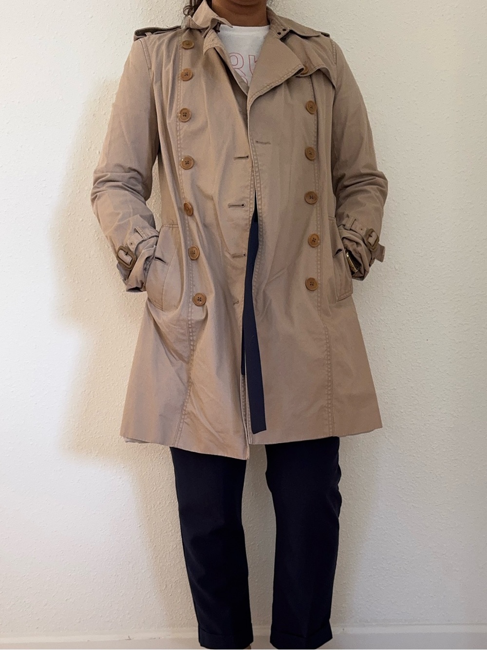 Banana Republic Petite Double-Breasted Trench Coat - Beige/Tan